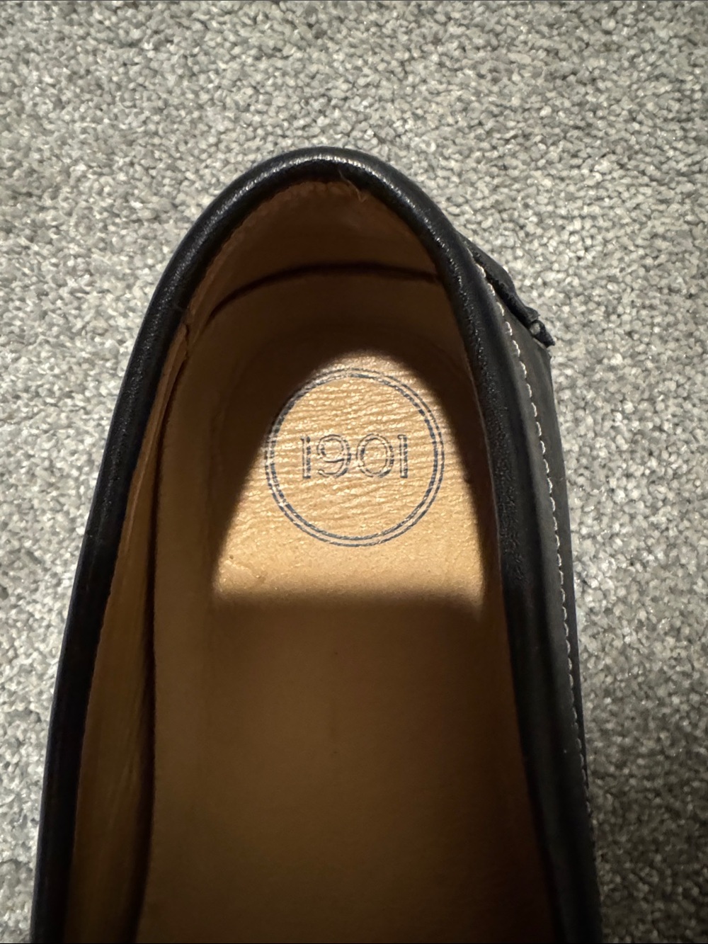 1901 Black Leather Bit-Detail Slip-On Loafers - Picture 5 of 6